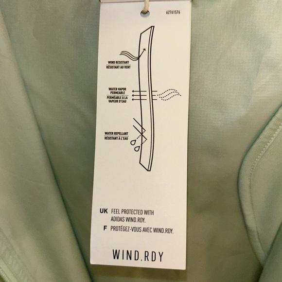 NWT Adidas Women's Small Green WIND.RDY Zip Up Hooded Sporty Windbreaker Jacket - Picture 15 of 16